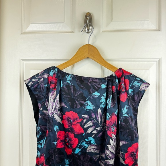 Marc By Marc Jacobs Horizon Teal Multi Silk Floral Belted Dress Sz M - Picture 7 of 10